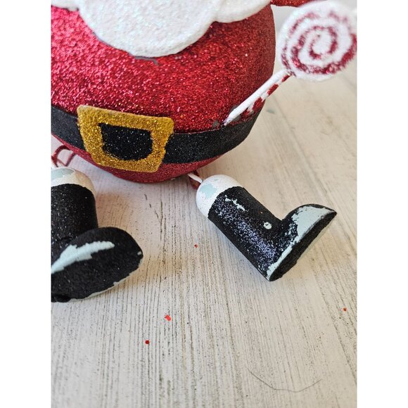 Pier 1 glitter Santa star metal vintage retired rare red gold Xmas decor centerp - Picture 7 of 10